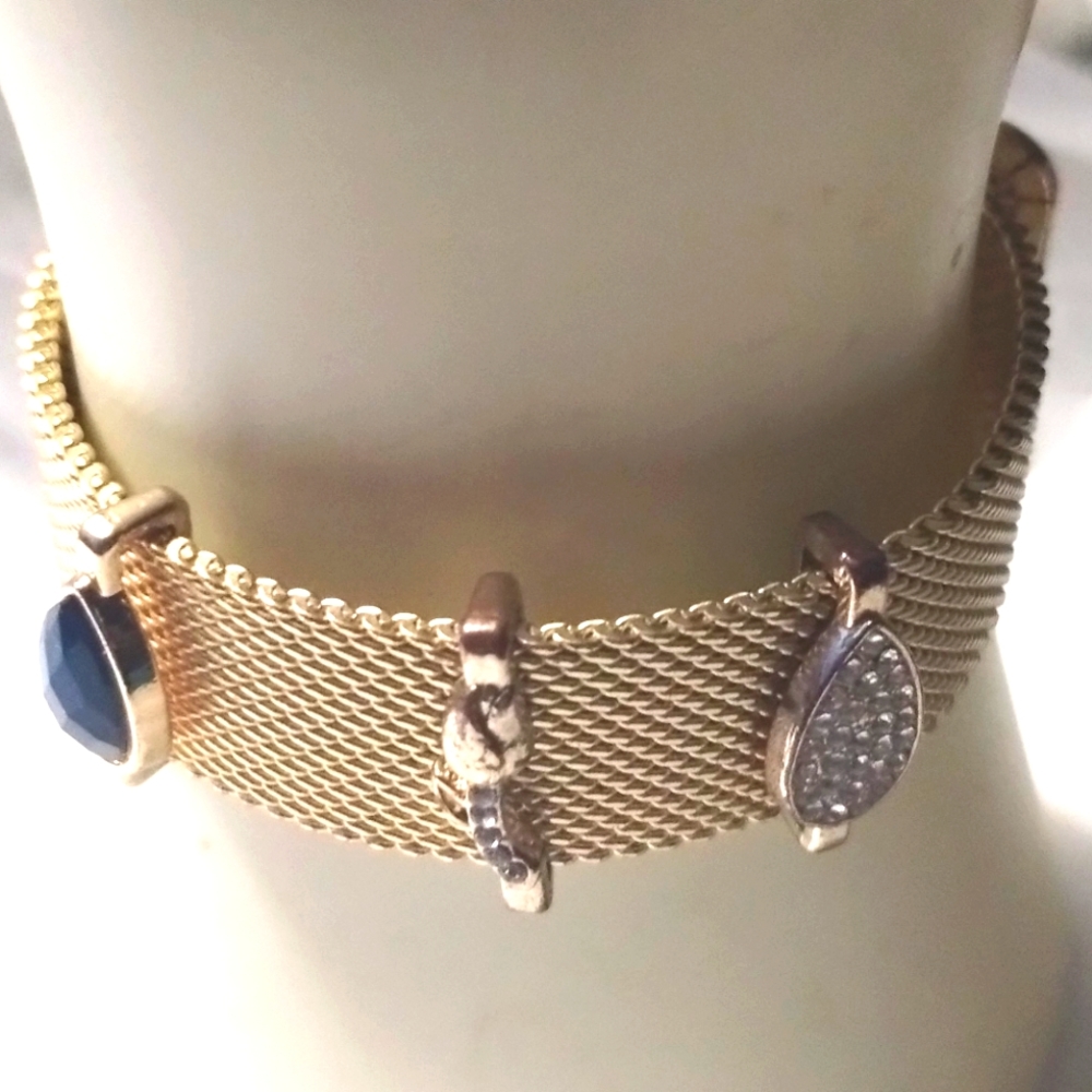 Vtg Mesh Buckle Slider Charm Bracelet China